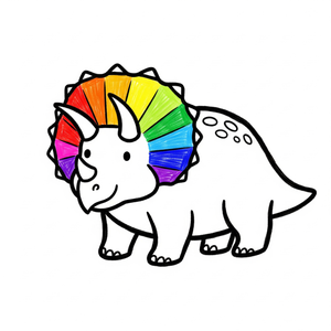 Triceratops with a Vibrant, Rainbow-Colored Frill